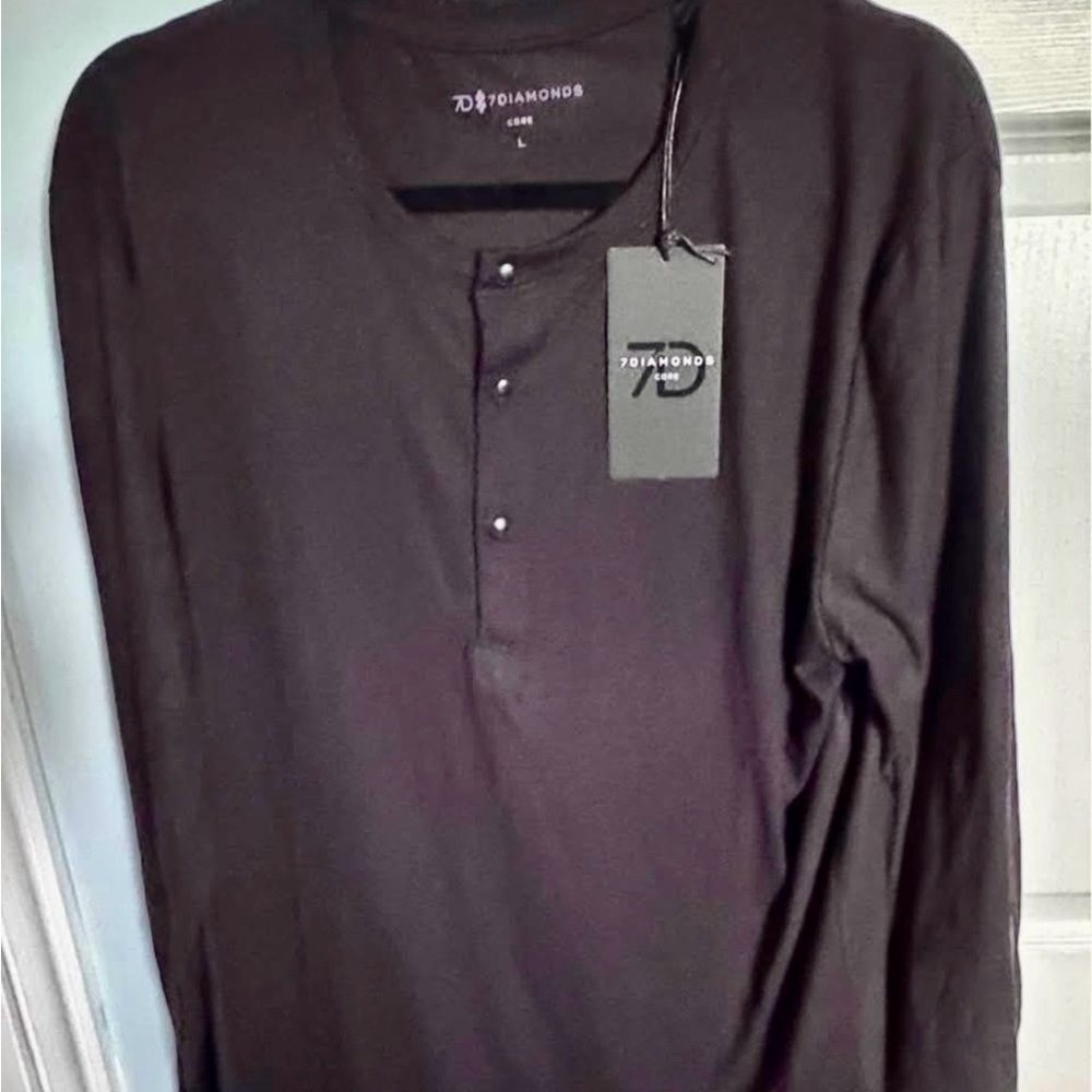 7 Diamonds Men's Dark Long Sleeve Henley